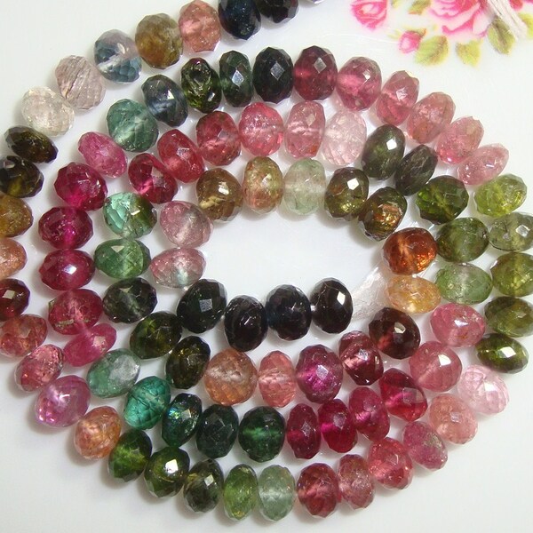 10% OFF, Full Strand 16 Inch, AAA, Gorgeous Sparkling Watermelon Tourmaline Faceted Rondelles