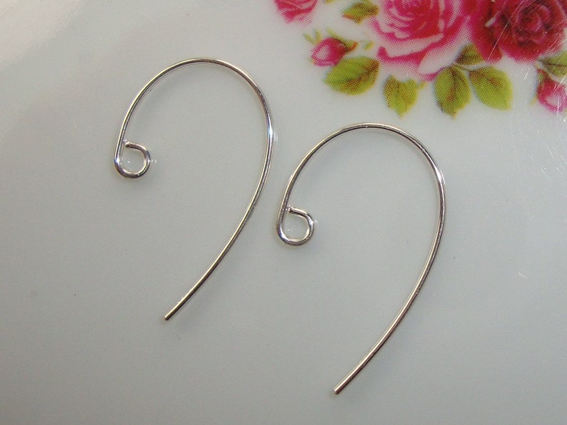 Sterling Silver Bass Clef Ear Wire, Simple Ear Wire,Bulk 20 pcs 20x12mm 20 gauge EW-0025 image 1