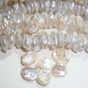 20 pcs, 5-6mm, Fresh Water Keshi Pearls, Top Qaulity, Very Lustrous Genuine Keshi Tiny Creamy White Pearls - Natural Color