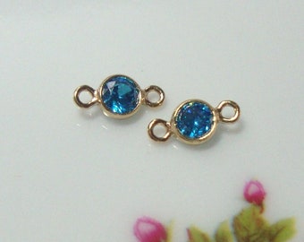 2 Pcs, 3mm, 14K Gold Filled Kyanite Caribbean Blue AAA CZ