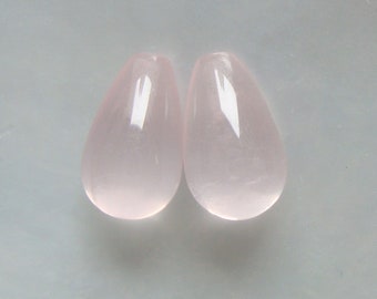 6x10mm, 2 pcs, AA+ Beautiful Rose Quartz Half Drilled Small Smooth Teardrop Briolette,Top Drilled Drop Briolette, GS-0037