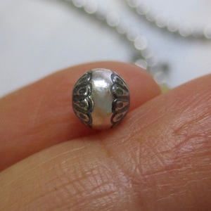 Nueva belleza, perlas navajo de 6 mm con diseño en plata de ley 925, espaciadores de cuentas redondas sin costuras oxidadas, CC-0421
