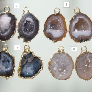 Natural Mexican Tobasco Agate Half Geode, Geode Halves Pair, Dipped and Electroplated in 24K Gold, 20-25mm - m8