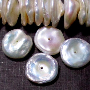 6 pearl lot, 13-15mm, Freshwater Pearl, Fresh Water Keshi Pearls, CornFlake Pearl, Lustrous Rainbow Hue Iridenscent Natural Color, P-0107