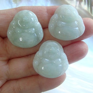 25MM Jade Buddha, Grade A Jadeite-Jade Fei Cui Laughing Buddha Pendant, Lucky Protective Geninue Burma Jade Buddha, Drilled, GS-0030