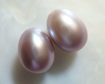 1 or 2 pcs, Romantic, 9-10x8-9mm, Gorgeous Cultured Fresh Water Pearls, Natural Mauve Pink Color Teardrop Briolette, half drilled