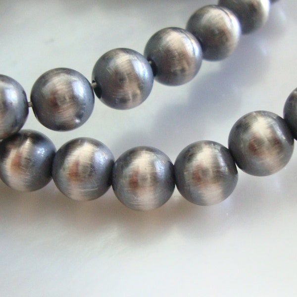 4mm 925 Sterling Silver Navajo Pearls, Oxidized Seamless Round Beads Spacers, CC-0198