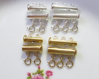 14K Gold Filled Tube Clasp for Layering Necklace, Sterling Silver Layering Necklace Tube Spacer, 2 3 4 Strands Tube Clasp, CC-0174