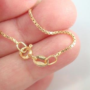 1 pc, 18 Inches, 1mm Medium Weight, 18K Gold over 925 Sterling Silver Box Chain, Finished Chain, MW, Made in Italy image 2