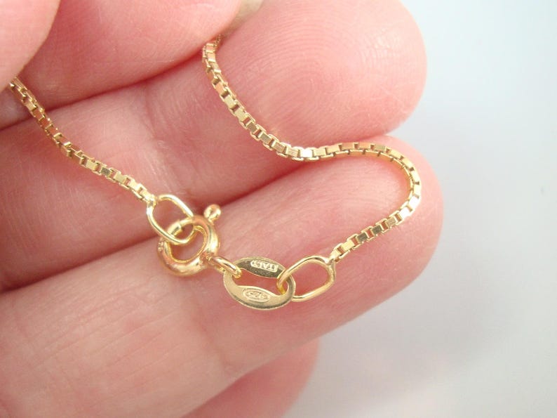 1 pc, 18 Inches, 1mm Medium Weight, 18K Gold over 925 Sterling Silver Box Chain, Finished Chain, MW, Made in Italy image 2