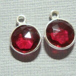 12x9mm, 8mm stone, Handmade Ruby Quartz Sterling silver Bezel Rim Pendant Charm finding, RQ