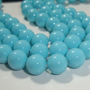 16 Inch Strand, 48 pearls, 8mm, Turquoise Blue South Sea Shell Round Pearl, P-0007