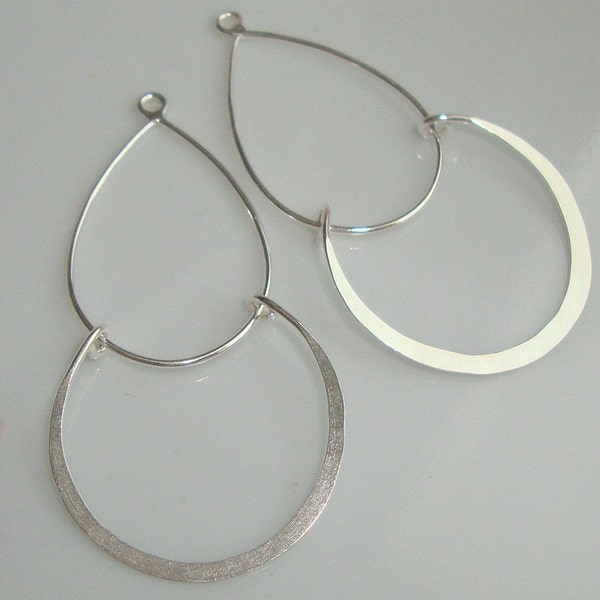 2 pcs, 925 Sterling Silver, Handmade Findings, Modern Double Loops Chandelier, Pendant - CC-0001