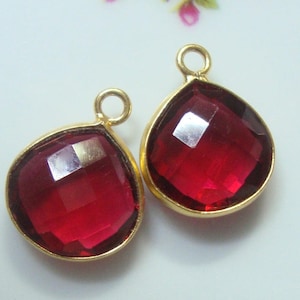 14x17mm, Ruby Quartz Gold Vermeil Pendant finding, Handmade Ruby Quartz vermeil Bezel Rim Pendant, RubyQ