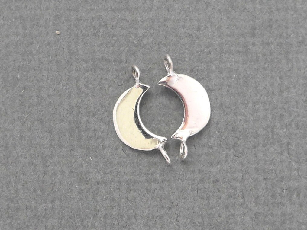 4-10pcs, 12x6mm, Tiny Solid 925 Sterling Silver Crescent Moon