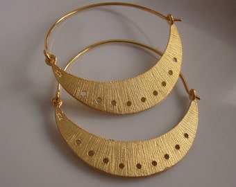 Handgemaakte Gold Vermeil Sterling Silver, Halve Maan oorbellen, bevindingen oorbellen, 2 pc's, EW-0038