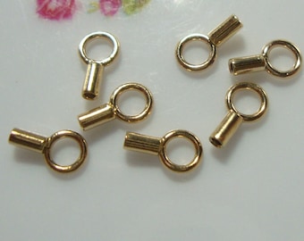 4-10 pcs, 8x4mm, hole ID 1.1mm, 14K Gold Filled Crimp Endcap with Ring, CC-0032GF