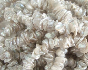 20 pcs, 5-6mm, Fresh Water Keshi Pearls, Very Light Silvery Gray keishi pearl, Very Lustrous Genuine Keshi Tiny Pearls, P-0299