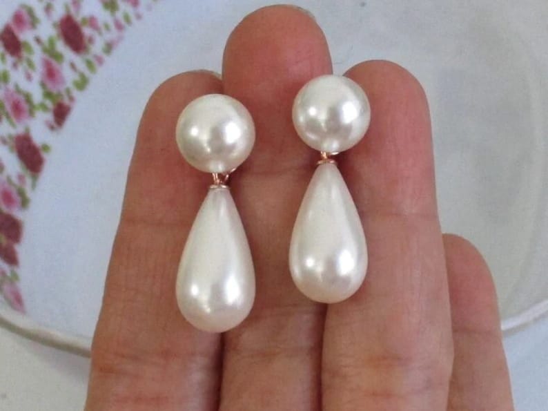 3 pairs, 10x18mm, Huge South Sea SHELL Ivory White Pearl Teardrop Briolette, perfect for bridal design, bulk sale, SP-0018-RB image 2