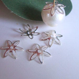 4 pcs, 9x1mm, 925 Sterling Silver delicate floral bead caps,  CC-0314