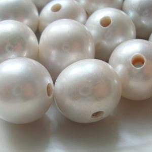 1 or 5 pcs, 11-13mm Fresh Water Pearls, 2.5mm Hole, Large hole off round pearls, Lustrous Ivory White Pearls, BP1