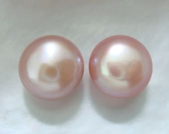 4 pcs, 4.5-5mm, AAA Freshwater Pearl, Pink Mauve Half Drilled Cultured Fresh Water Pearl, Glowing Pink Mauve Mushroom Pearl, P-0333