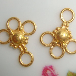 2 pcs, Gold Vermeil Beautiful Chandelier, Connector, Earring Findings, 15x11.6x2.5mm, CC-0014