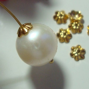 10 pcs, 18k Gold on Sterling Silver Organic Basic Daisy flower Bead cap, 4x2mm, Beautiful Gold Color and Gorgeous Profile, CC-0333