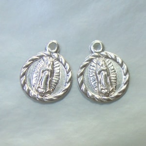 5 to 10 pcs, Lady of Guadalupe, Sterling Silver Virgin Mary Quadalupe charm, Miraculous Medal pendant, Blessed Mother, PC-0296