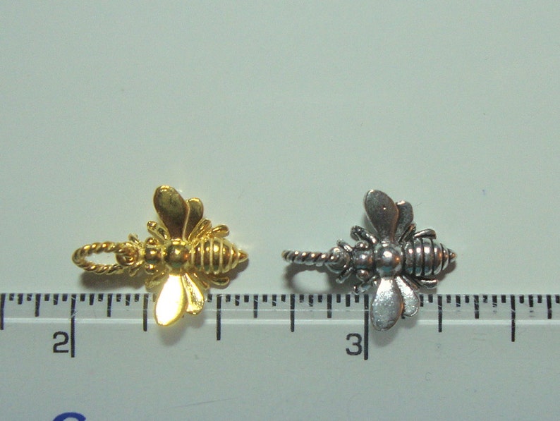 timeless cute 3 pcs PC-0002 15x13 mm 18K Gold over 925 Sterling Silver 3D Honeybee Charm lovely Honey Bee Charm
