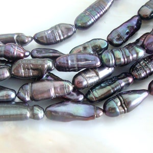 Half Strand Biwa Fresh Water Pearl, 16-22x8-10mm Peacock Biwa Pearl, Reborn Natural Bar Pearl, Stick Pearl, P-0068