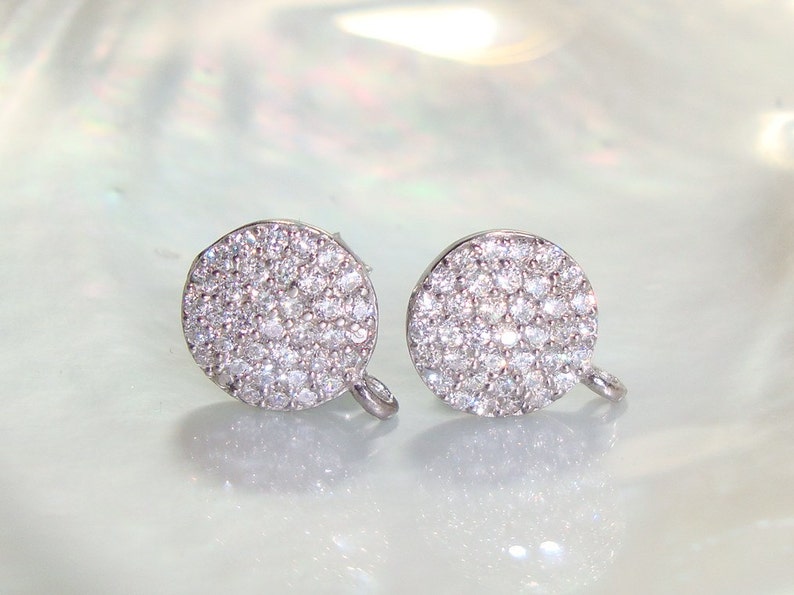 13x10mm, 2 pcs, Sterling Silver Diamond White CZ Ear Post with Ear Nuts, Earrings Findings, Terra Finds Design EP-0006 image 3