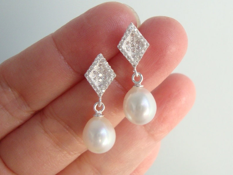 Organic Natural Pearl Earring Natural Drop Pearl Earrings Pearl Earrings for the Bride Earrings for Mother of Bride Mother in Law