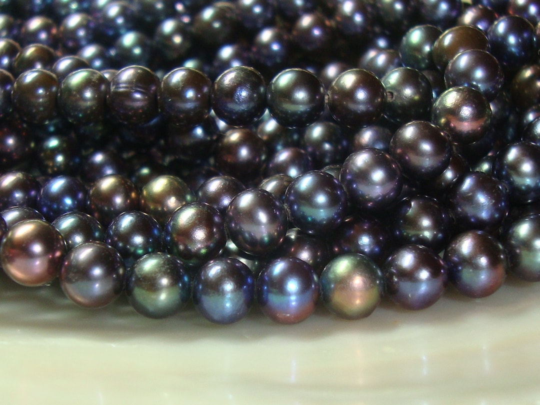 Fresh Water Pearl, STUNNING Genuine Peacock Round Freshwater Pearls, 16 ...