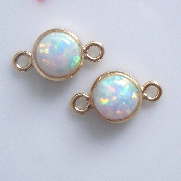 1-2 pcs, 4mm 14K Gold Filled fiery Opal Bezel Rim Charm, Magical Brilliance Gorgeous White Opal, Attractive Opal Fire Reflections, GS-0356