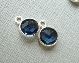 2 pcs, 10x7mm, 6mm stone, Kyanite Blue Color, London Blue Quartz Sterling silver Bezel Rim Pendant Charm, September Birthstone, 09-kyanite