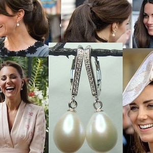 Real Natural Pearl Earrings, 925 Sterling Silver CZ Tear Drop Pearl Dangle Earring, Inspired by the Wonderful Smile