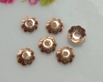 20, 40, 60 pcs, 3mm, 14K ROSE Gold Filled Tiny Flower Bead cap, Gorgeous Profile, BC-0011