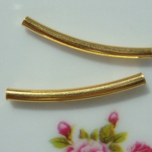 2 pcs, 23x2mm, ID 1.0mm, 24K gold vermeil over Sterling Silver Curved Tube Bar