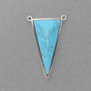 Turkos triangelhänge - Silverkant - 2 förbindningsringar - 16 x 38 mm