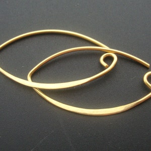 6 pairs, 35x19 mm, 19 gauge, Bali Artisans, 24k Gold over 925 Sterling Silver SEXY Earwires, Half Hammered, EW-0016 image 1