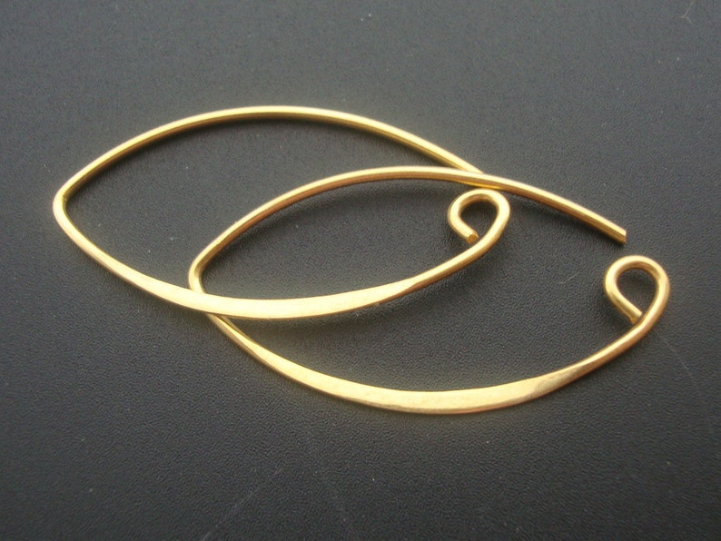 6 pairs, 35x19 mm, 19 gauge, Bali Artisans, 24k Gold over 925 Sterling Silver SEXY Earwires, Half Hammered, EW-0016 image 1