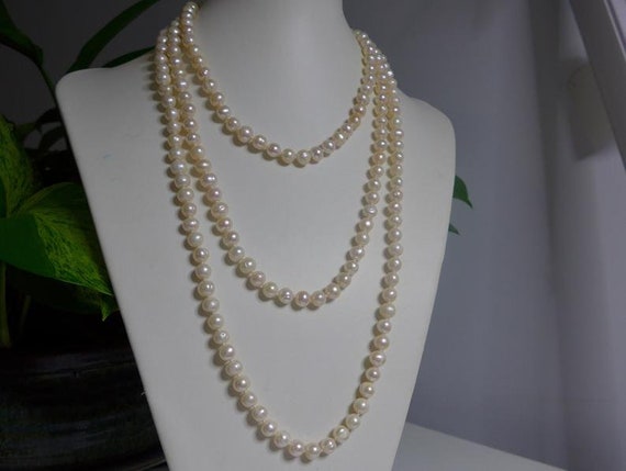 Long real cheap pearl necklace