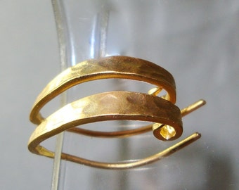 2 pcs, Gold Vermeil over Sterling Silver Solid Artsy Hammered Elegant Sexy Earwire, EW-0022