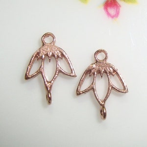 Rose Gold Sterling Silver Tiny Lotus Petal Flower Small connector link, Pendant, Earring Findings, Chandelier, link, 7x7mm, CC-0019
