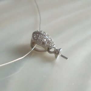 1 pc, Teardrop Sterling Silver Bail with Diamond CZ, Bail8