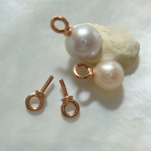 4 pcs, 7x2mm, Rose Gold over 925 Sterling Silver Cup and Peg Drop, For Half drilled pearls and beads