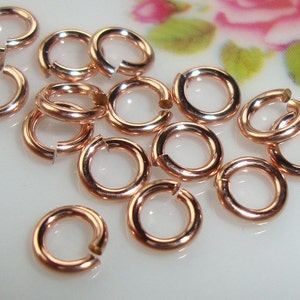 Bulk 100 pcs, 4mm, 20.5ga gauge, locking ring, 14k ROSE GOLD Filled Jump Rings, Open Jumprings, strong jump ring