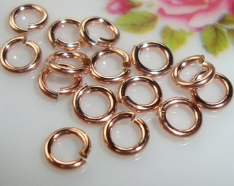 20 pcs, 4mm, 20ga gauge, 14k ROSE GOLD Filled Click And Lock Jump Rings, Open Jumprings, strong jump ring