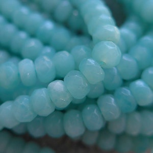 Beautiful AAA Amazonite Azure Blue Faceted Rondelle Beads, 1/2 Strand, 4x3mm